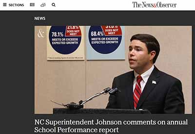 NC Superintendent Johnson comments on annual School Performance report